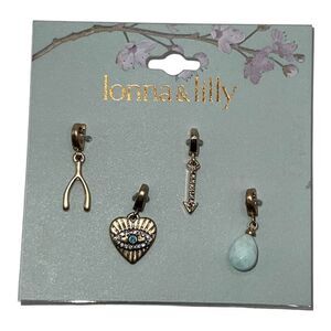 lonna & lilly Gold-tone 4 Piece Set Pave & Stone Mixed Charms Arrow NWT